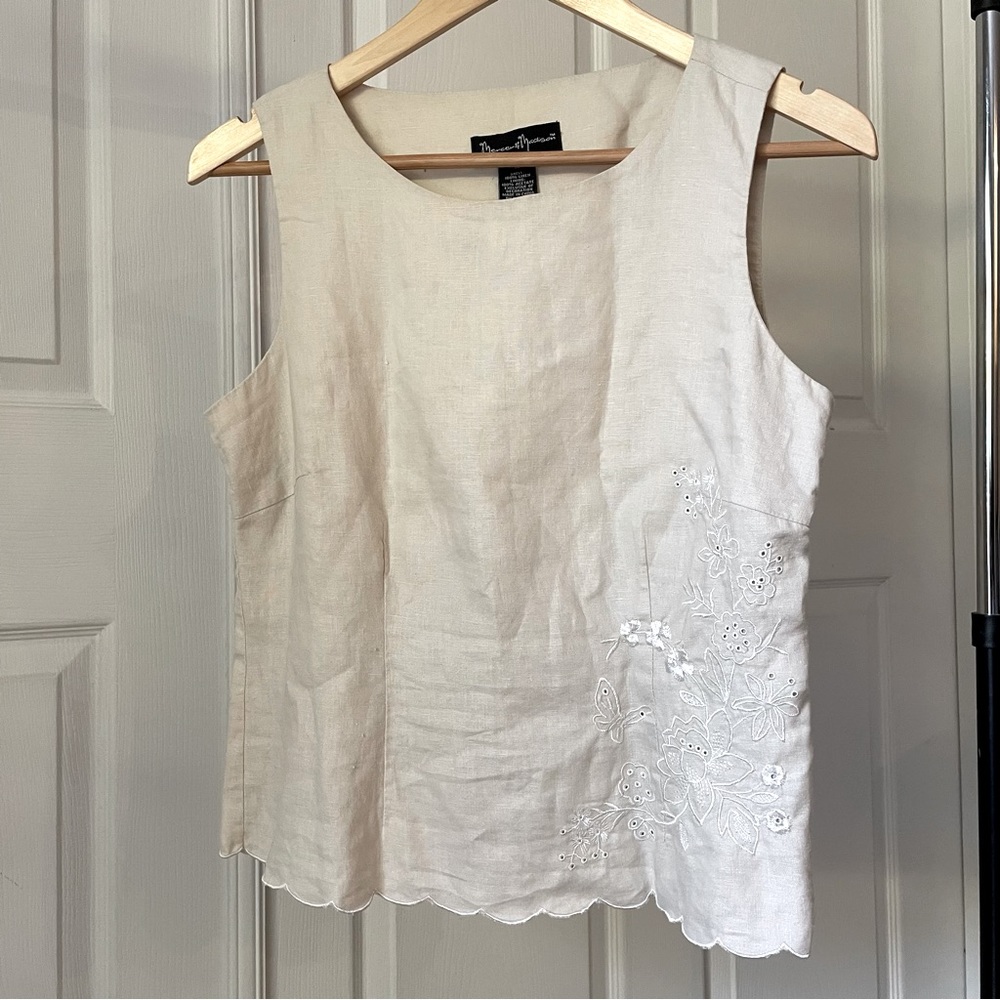 100% linen embroidered top